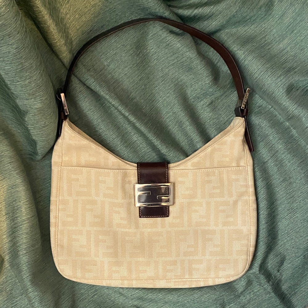 AUTHENTIC Vintage Fendi Zucca FF logo canvas Baguette